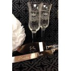 Wedding Champagne Toasting Flutes Nuestra Boda-Cake Knife Server Set Spanish